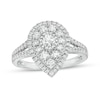 Previously Owned - 1 CT. T.w. Diamond Double Teardrop-Shaped Frame Vintage-Style Engagement Ring In 10K White Gold