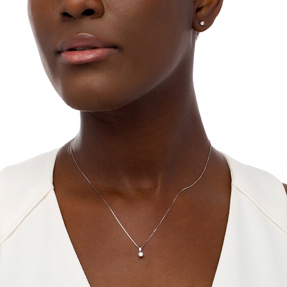 Previously Owned - 1/2 CT. T.w. Diamond Solitaire Pendant and Stud Earrings Set in 10K White Gold (I/I3)