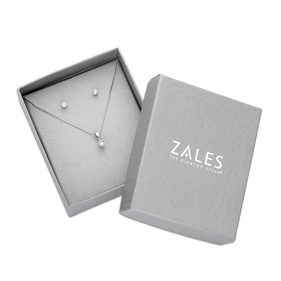 Previously Owned - 1/2 CT. T.w. Diamond Solitaire Pendant and Stud Earrings Set in 10K White Gold (I/I3)