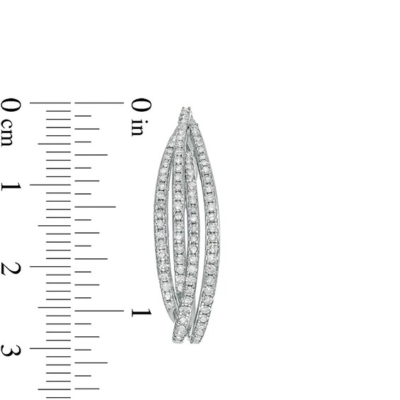 Previously Owned - 1 CT. T.w. Diamond Multi-Row Hoop Earrings in 10K White Gold