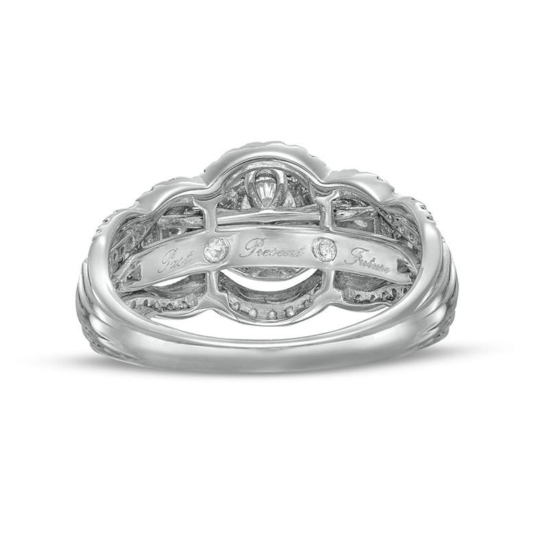 Main Image 4 of Previously Owned - 1 CT. T.W. Diamond Past Present Future® Scallop Vintage-Style Engagement Ring in 10K White Gold