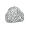 Thumbnail Image 1 of Previously Owned - 2 CT. T.W. Pear Multi-Diamond Double Frame Vintage-Style Engagement Ring in 10K white Gold
