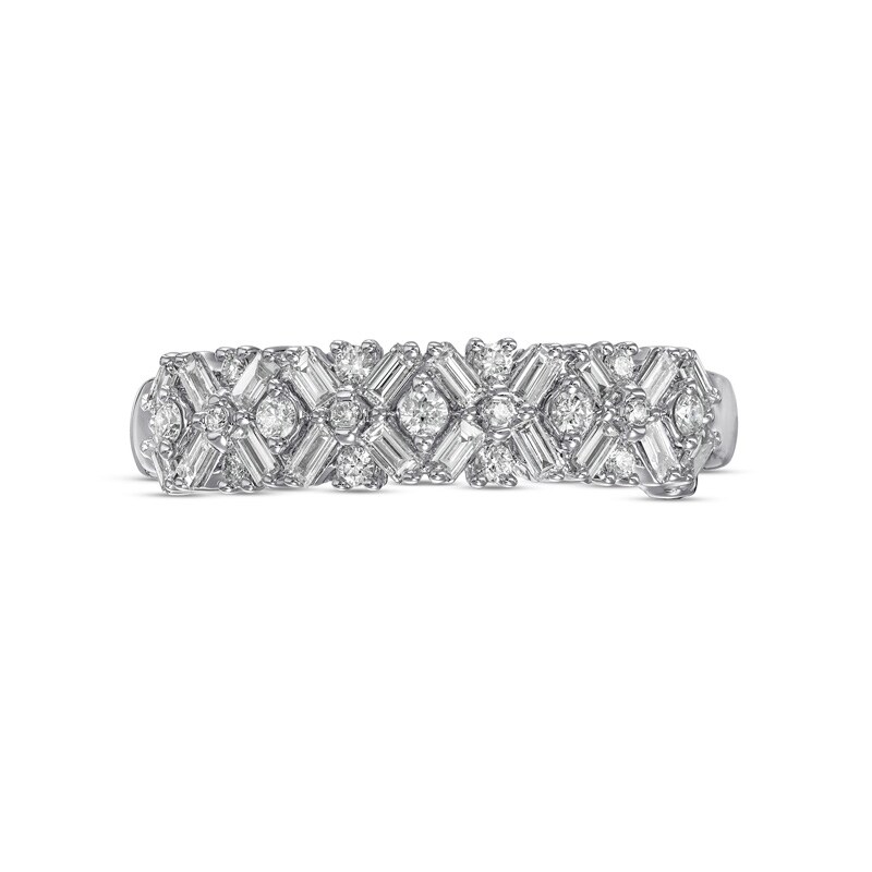 Main Image 4 of Previously Owned - Marilyn Monroe™ Collection 1/2 CT. T.W. Diamond Geometric Anniversary Band in 14K White Gold