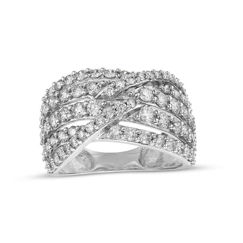 Main Image 1 of Previously Owned - 2 CT. T.W. Diamond Multi-Row Bypass Ring in 10K White Gold