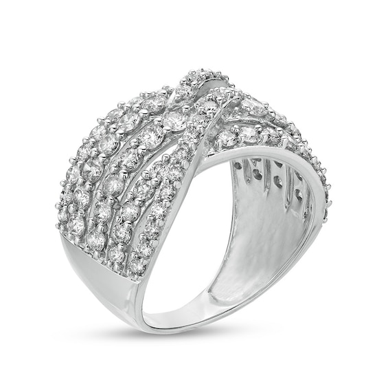 Previously Owned - 2 CT. T.w. Diamond Multi-Row Bypass Ring in 10K White Gold