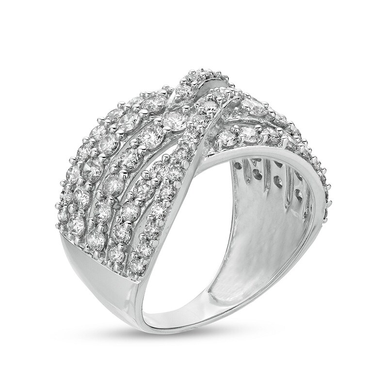 Main Image 3 of Previously Owned - 2 CT. T.W. Diamond Multi-Row Bypass Ring in 10K White Gold