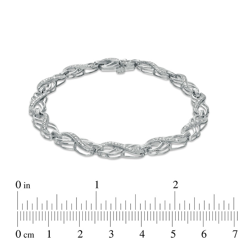Main Image 4 of Previously Owned - 1/4 CT. T.W. Diamond Double Infinity Loop Bracelet in Sterling Silver – 7.25"