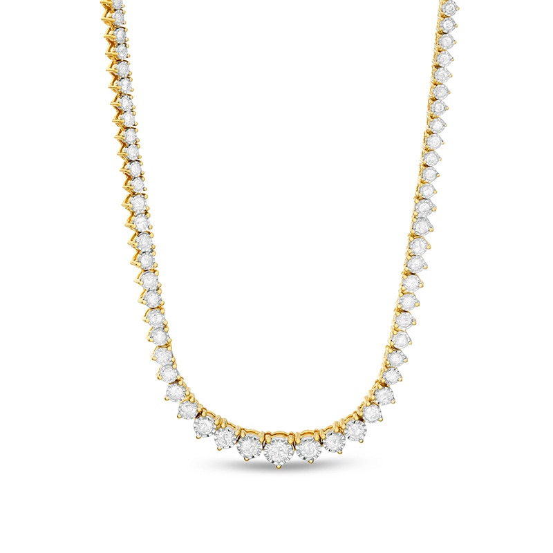 Main Image 1 of Previously Owned - 3 CT. T.W. Diamond Graduated Tennis Necklace in 10K Gold - 16"
