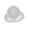 Thumbnail Image 1 of Previously Owned - 1-1/2 CT. T.W. Oval Diamond Frame Vintage-Style Multi-Row Engagement Ring in 14K White Gold