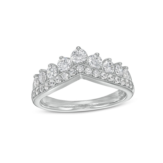 Previously Owned - 1 CT. T.w. Diamond Nine Stone Vintage-Style Contour Band in 14K White Gold