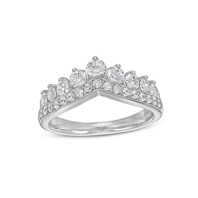 Main Image 1 of Previously Owned - 1 CT. T.W. Diamond Nine Stone Vintage-Style Contour Band in 14K White Gold