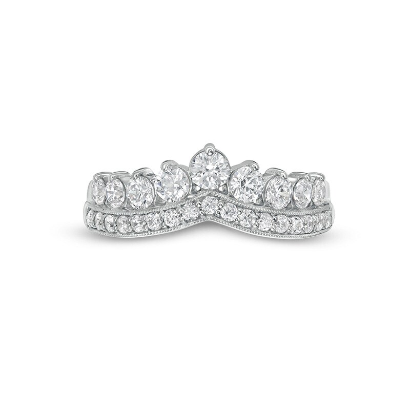 Main Image 4 of Previously Owned - 1 CT. T.W. Diamond Nine Stone Vintage-Style Contour Band in 14K White Gold