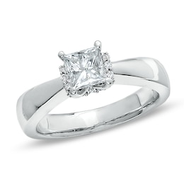 Previously Owned - 1 CT. T.W. Princess-Cut Diamond Ribbon Ring in 14K White Gold