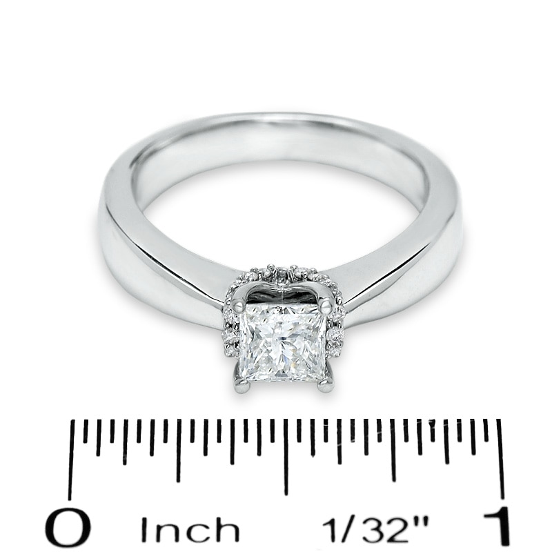 Main Image 3 of Previously Owned - 1 CT. T.W. Princess-Cut Diamond Ribbon Ring in 14K White Gold