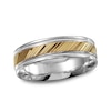 Thumbnail Image 1 of Previously Owned - 6.0mm Diagonal Etched Wedding Band in 10K Two-Tone Gold