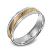 Thumbnail Image 2 of Previously Owned - 6.0mm Diagonal Etched Wedding Band in 10K Two-Tone Gold