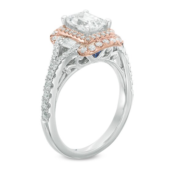 Previously Owned - Vera Wang Love Collection 1-5/8 CT. T.w. Emerald-Cut Diamond Split Shank Ring in 14K Two-Tone Gold
