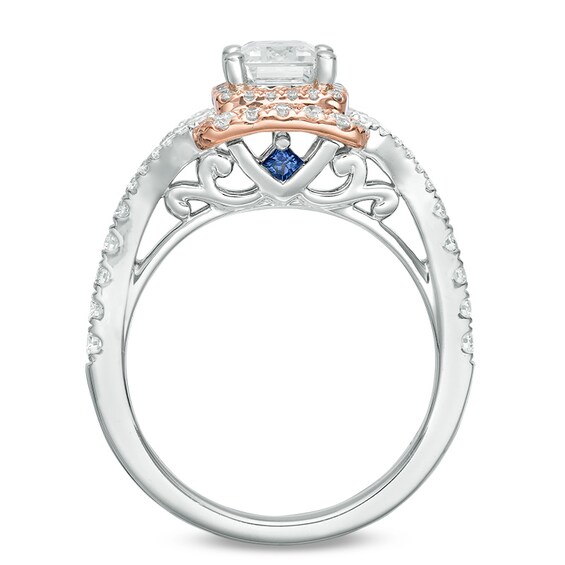 Previously Owned - Vera Wang Love Collection 1-5/8 CT. T.w. Emerald-Cut Diamond Split Shank Ring in 14K Two-Tone Gold