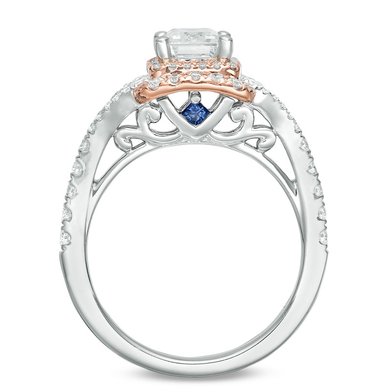 Main Image 3 of Previously Owned - Vera Wang Love Collection 1-5/8 CT. T.W. Emerald-Cut Diamond Split Shank Ring in 14K Two-Tone Gold