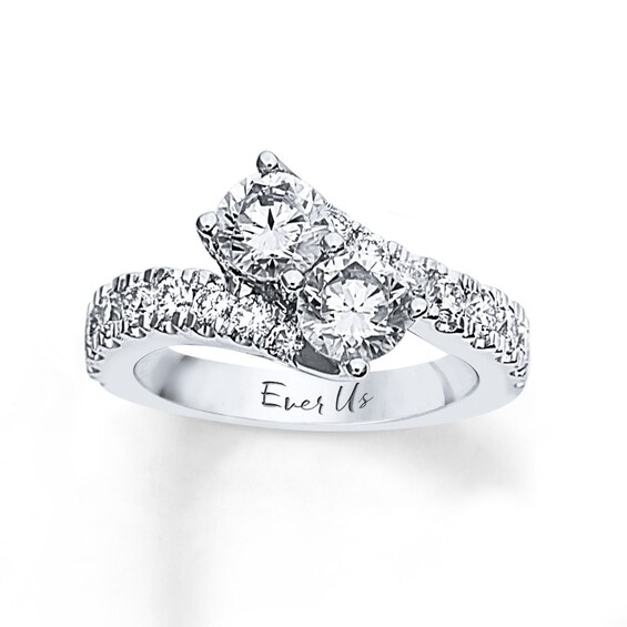 Previously Owned - Ever Us® 2-1/2 CT. T.w. Two-Stone Diamond Bypass Ring in 14K White Gold