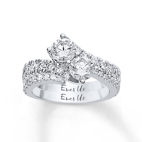 Previously Owned - Ever UsÂ® 2-1/2 CT. T.w. Two-Stone Diamond Bypass Ring in 14K White Gold