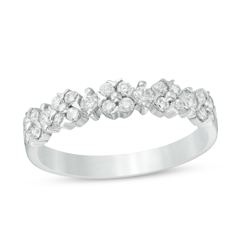 Main Image 1 of Previously Owned - 1/2 CT. T.W. Diamond Flower Anniversary Band in 14K White Gold