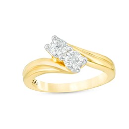 Previously Owned - Ever Us® 5/8 CT. T.W. Two-Stone Diamond Bypass Ring in 14K Gold