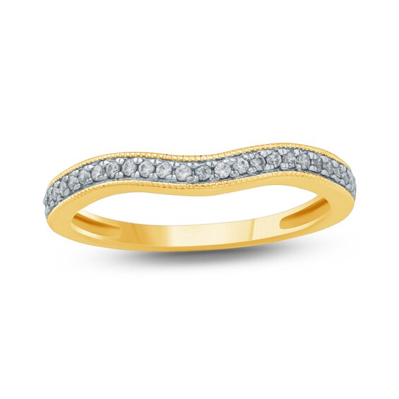 Previously Owned - 1/6 CT. T.w. Diamond Vintage-Style Contour Wedding Band in 10K Gold