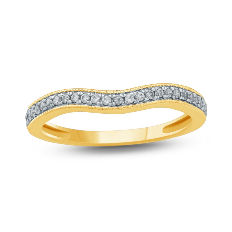 Main Image 1 of Previously Owned - 1/6 CT. T.W. Diamond Vintage-Style Contour Wedding Band in 10K Gold