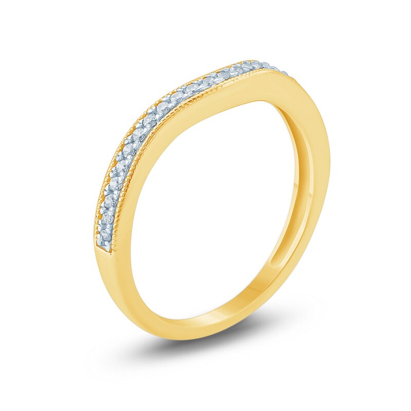Main Image 2 of Previously Owned - 1/6 CT. T.W. Diamond Vintage-Style Contour Wedding Band in 10K Gold