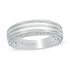 Thumbnail Image 1 of Previously Owned - Vera Wang Men's 1/2 CT. T.W. Diamond Edge Grooved Wedding Band in 14K White Gold