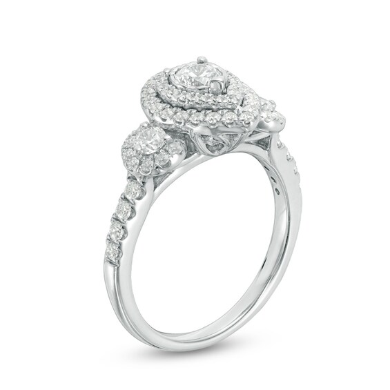 Previously Owned - 1 CT. T.w. Diamond Past Present FutureÂ® Pear-Shaped Frame Engagement Ring in 14K White Gold
