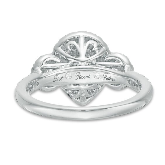 Previously Owned - 1 CT. T.w. Diamond Past Present FutureÂ® Pear-Shaped Frame Engagement Ring in 14K White Gold