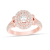 Thumbnail Image 1 of Previously Owned - 1 CT. T.W. Oval Diamond Double Frame V-Sides Engagement Ring in 14K Rose Gold