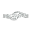 Thumbnail Image 4 of Previously Owned - 3/4 CT. T.W. Diamond Three Stone Double Row Bypass Engagement Ring in 14K White Gold