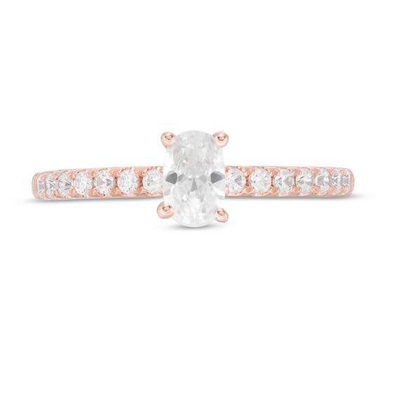 Previously Owned - 3/4 CT. T.w. Oval Diamond Engagement Ring in 14K Rose Gold
