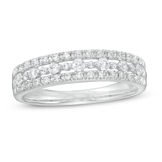 Previously Owned - 3/8 CT. T.w. Diamond Double Row Band in 14K White Gold