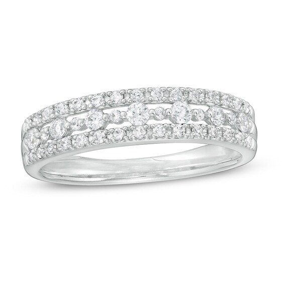 Previously Owned - 3/8 CT. T.w. Diamond Double Row Band In 14K White Gold