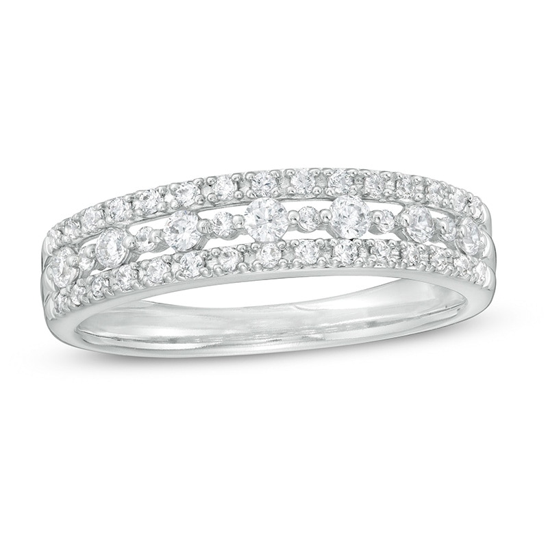 Main Image 1 of Previously Owned - 3/8 CT. T.W. Diamond Double Row Band in 14K White Gold