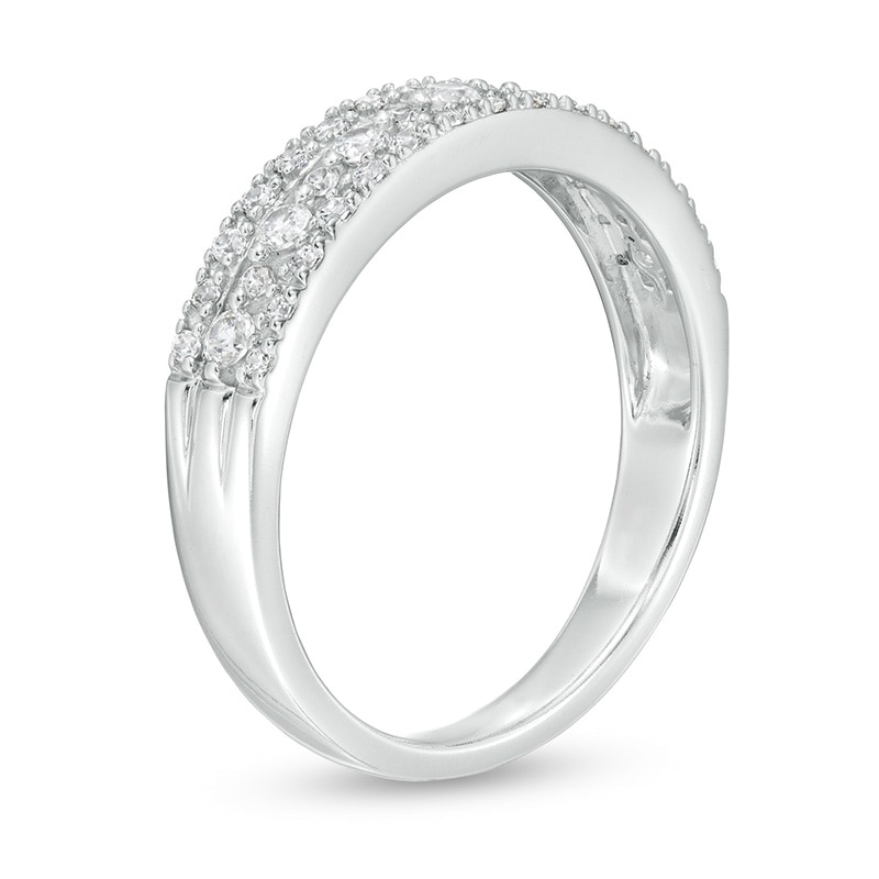 Main Image 3 of Previously Owned - 3/8 CT. T.W. Diamond Double Row Band in 14K White Gold