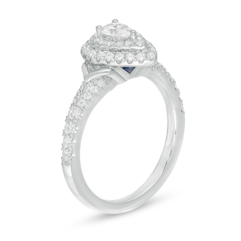 Main Image 2 of Previously Owned - Vera Wang Love Collection 3/4 CT. T.W. Pear-Shaped Diamond Frame Engagement Ring in 14K White Gold