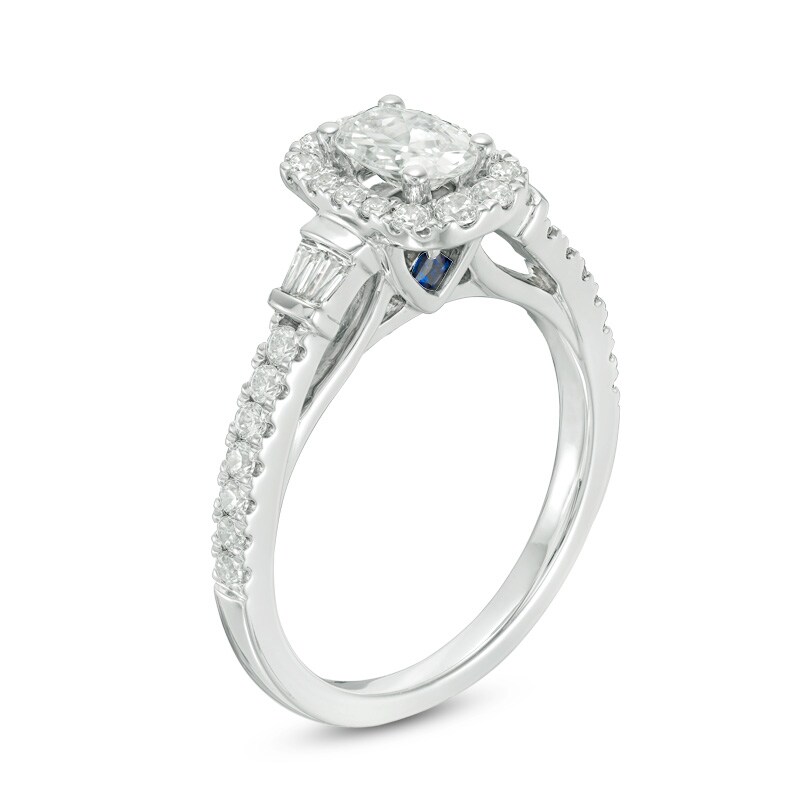 Main Image 2 of Previously Owned - Vera Wang Love Collection 1 CT. T.W. Oval Diamond Frame Engagement Ring in 14K White Gold