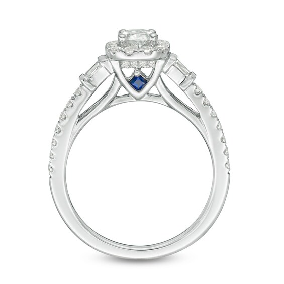 Previously Owned - Vera Wang Love Collection 1 CT. T.w. Oval Diamond Frame Engagement Ring in 14K White Gold