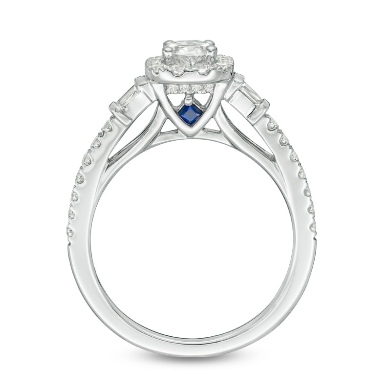 Main Image 3 of Previously Owned - Vera Wang Love Collection 1 CT. T.W. Oval Diamond Frame Engagement Ring in 14K White Gold