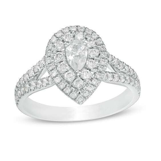Previously Owned - Love's Destiny by Peoples 1 CT. T.w. Pear-Shaped Diamond Frame Engagement Ring in 14K White Gold