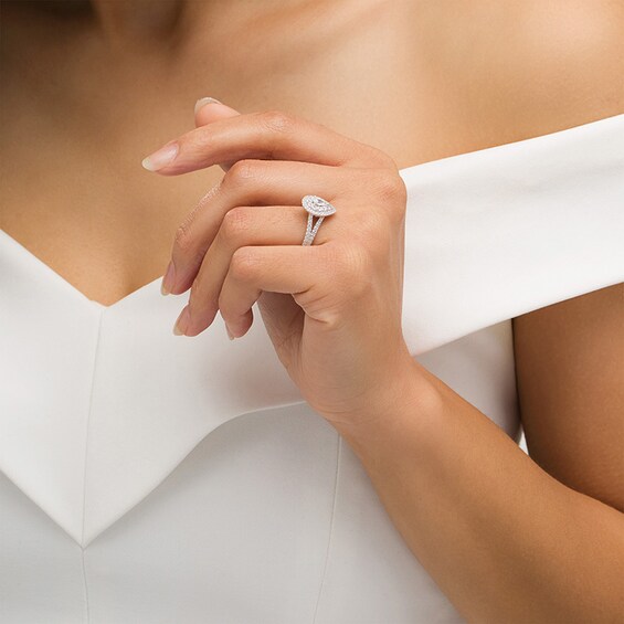 Previously Owned - Love's Destiny by Peoples 1 CT. T.w. Pear-Shaped Diamond Frame Engagement Ring in 14K White Gold