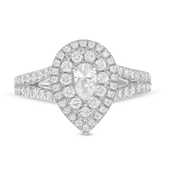 Previously Owned - Love's Destiny by Peoples 1 CT. T.w. Pear-Shaped Diamond Frame Engagement Ring in 14K White Gold