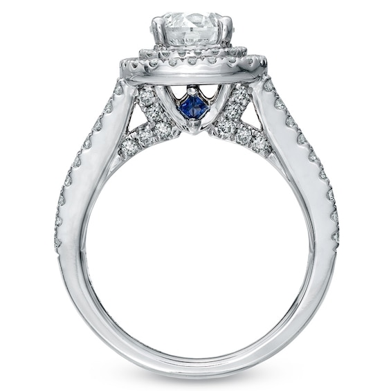 Previously Owned - Vera Wang Love Collection 2 CT. T.w. Diamond Frame Split Shank Engagement Ring in 14K White Gold