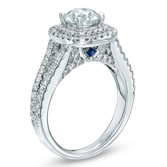Previously Owned - Vera Wang Love Collection 2 CT. T.w. Diamond Frame Split Shank Engagement Ring in 14K White Gold