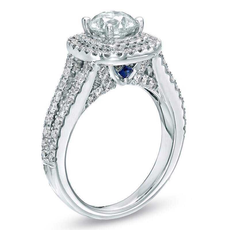 Main Image 3 of Previously Owned - Vera Wang Love Collection 2 CT. T.W. Diamond Frame Split Shank Engagement Ring in 14K White Gold